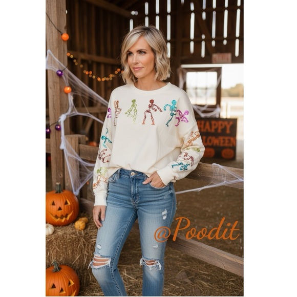 Peach Love California Tops - PEACH LOVE CALIFORNIA skeleton French terry crop top S M L